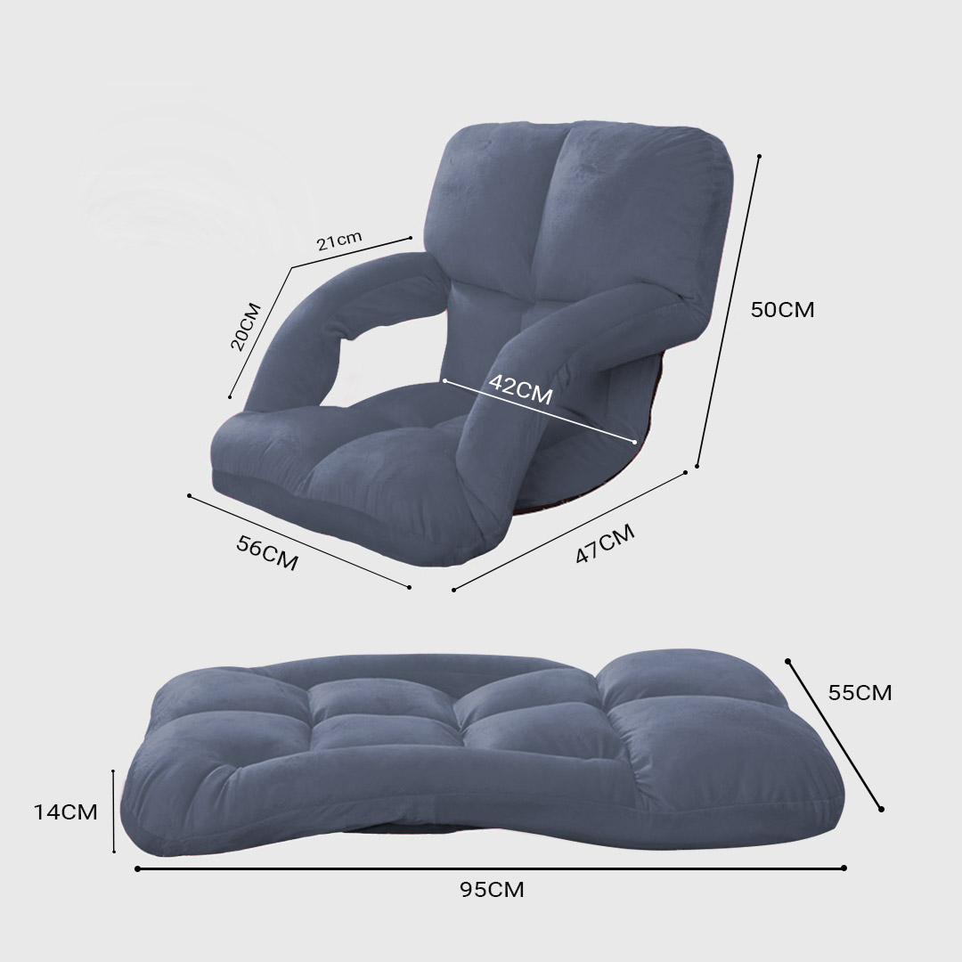 Soga 2X Foldable Lounge Cushion Adjustable Floor Lazy Recliner Chair With Armrest Grey, Furniture, Living Room Furniture, Occasional Chairs, , ,  - Nz Depot 2