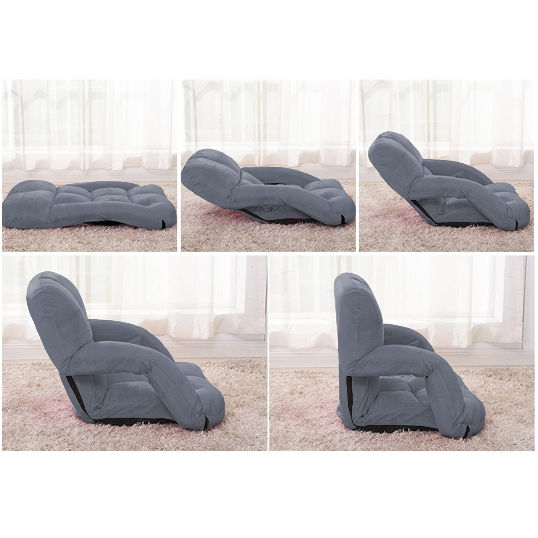 Soga 2X Foldable Lounge Cushion Adjustable Floor Lazy Recliner Chair With Armrest Grey, Furniture, Living Room Furniture, Occasional Chairs, , ,  - Nz Depot 5