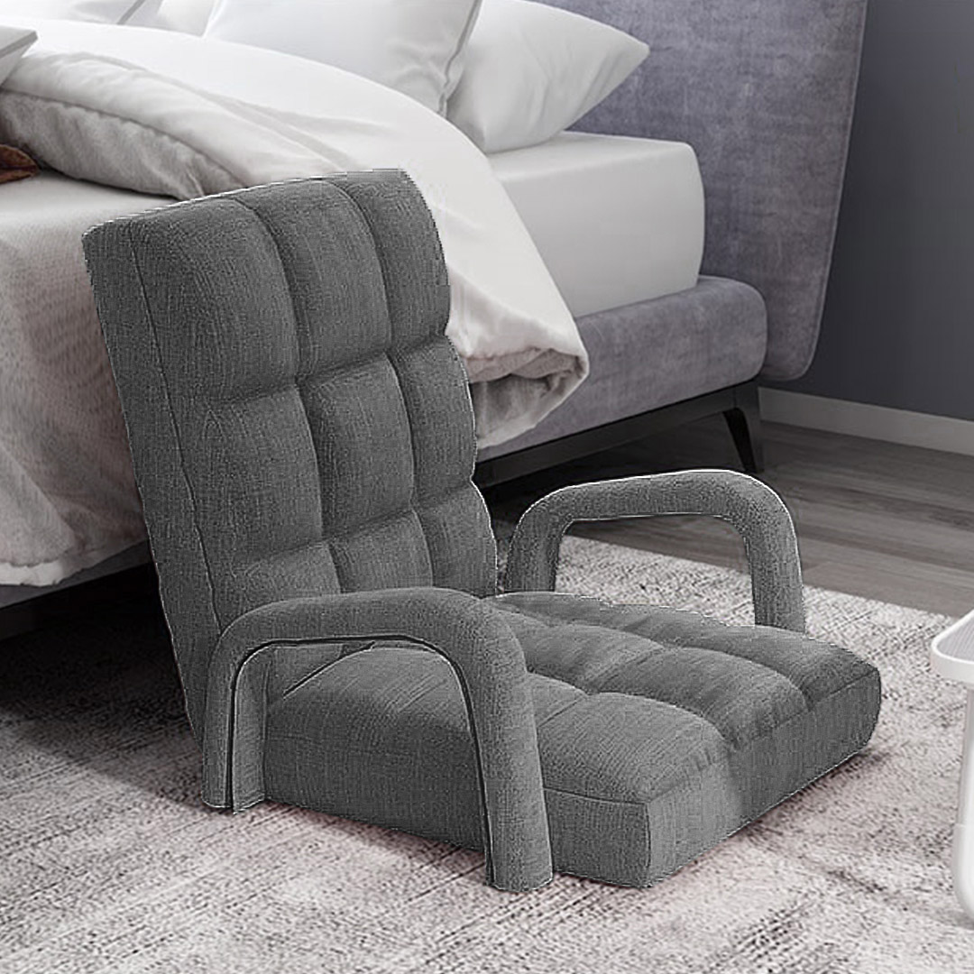 Soga 2X Foldable Lounge Cushion Adjustable Floor Lazy Recliner Chair With Armrest Grey, Furniture, Living Room Furniture, Occasional Chairs, , ,  - Nz Depot 5