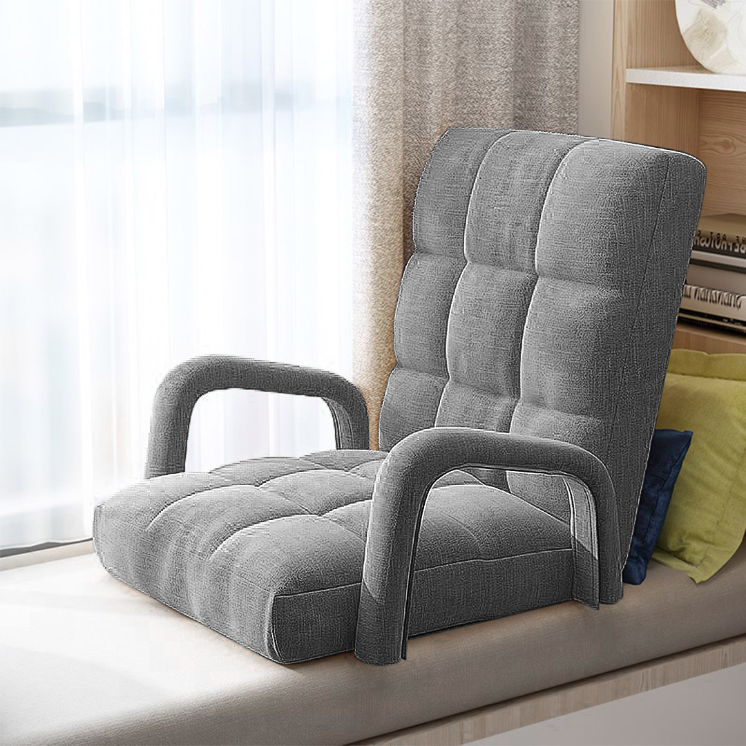 Soga 2X Foldable Lounge Cushion Adjustable Floor Lazy Recliner Chair With Armrest Grey, Furniture, Living Room Furniture, Occasional Chairs, , ,  - Nz Depot 6