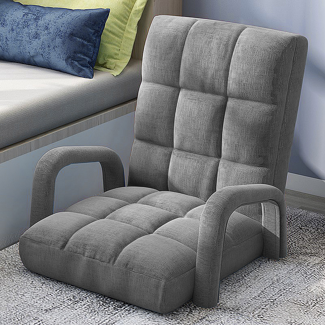 Soga 2X Foldable Lounge Cushion Adjustable Floor Lazy Recliner Chair With Armrest Grey, Furniture, Living Room Furniture, Occasional Chairs, , ,  - Nz Depot 7