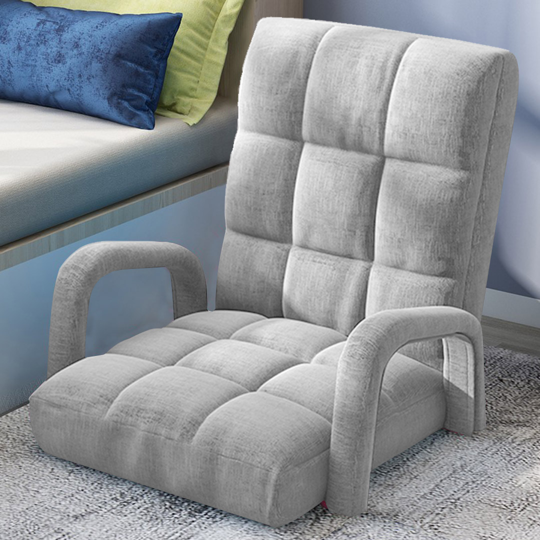 Soga 2X Foldable Lounge Cushion Adjustable Floor Lazy Recliner Chair With Armrest Grey, Furniture, Living Room Furniture, Occasional Chairs, , ,  - Nz Depot 8