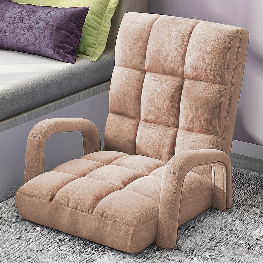 Soga 2X Foldable Lounge Cushion Adjustable Floor Lazy Recliner Chair With Armrest Khaki, Furniture, Living Room Furniture, Occasional Chairs, , ,  - Nz Depot 7