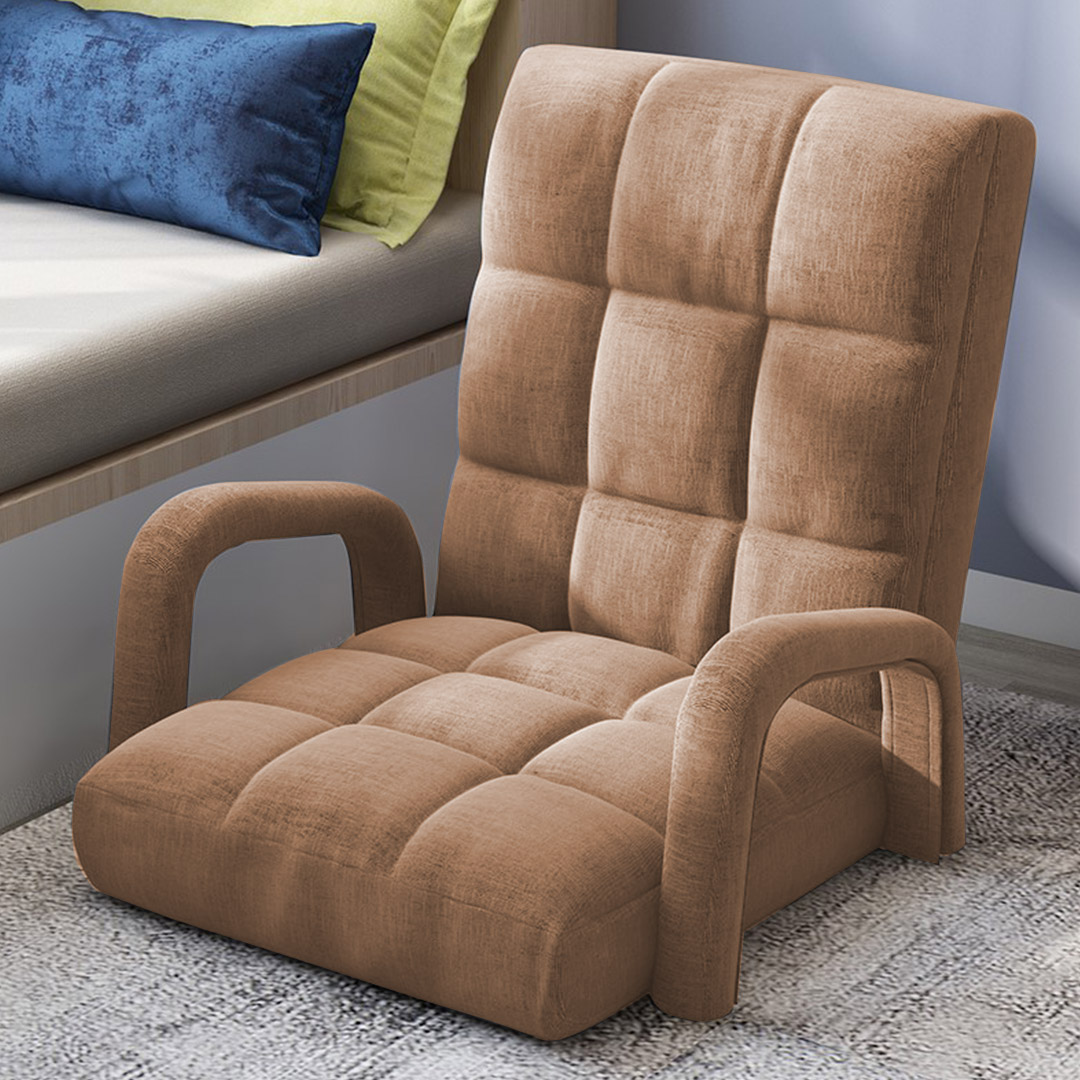 Soga 2X Foldable Lounge Cushion Adjustable Floor Lazy Recliner Chair With Armrest Khaki, Furniture, Living Room Furniture, Occasional Chairs, , ,  - Nz Depot 8