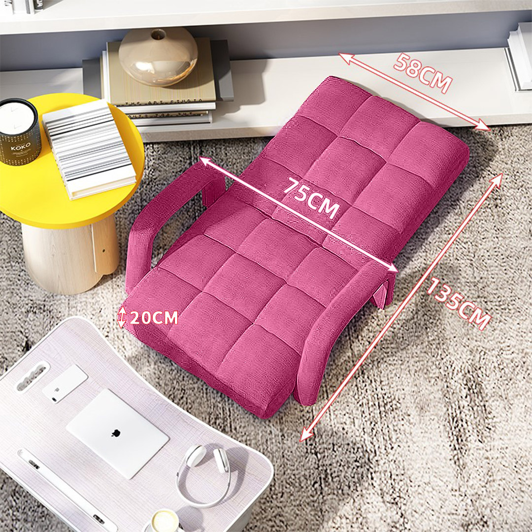 Soga 2X Foldable Lounge Cushion Adjustable Floor Lazy Recliner Chair With Armrest Pink, Furniture, Living Room Furniture, Occasional Chairs, , ,  - Nz Depot 2