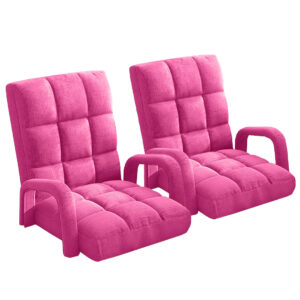 SOGA 2X Foldable Lounge Cushion Adjustable Floor Lazy Recliner Chair with Armrest Pink, Furniture, Living Room Furniture, Occasional Chairs, , ,  - NZ DEPOT 1