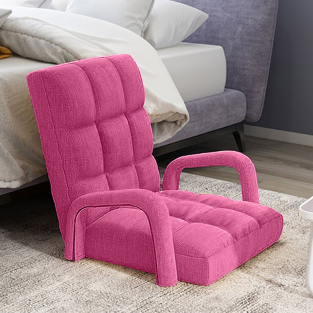 Soga 2X Foldable Lounge Cushion Adjustable Floor Lazy Recliner Chair With Armrest Pink, Furniture, Living Room Furniture, Occasional Chairs, , ,  - Nz Depot 5