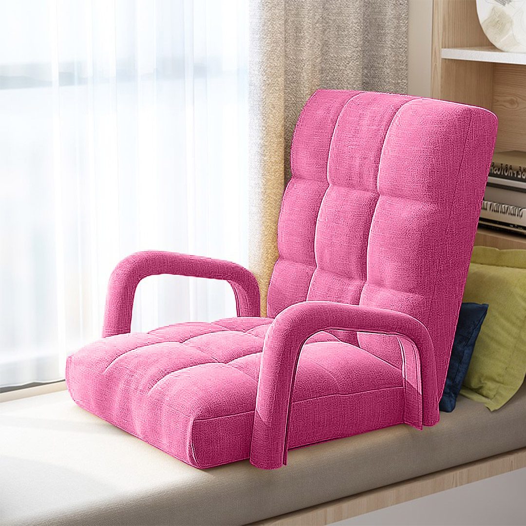 Soga 2X Foldable Lounge Cushion Adjustable Floor Lazy Recliner Chair With Armrest Pink, Furniture, Living Room Furniture, Occasional Chairs, , ,  - Nz Depot 6