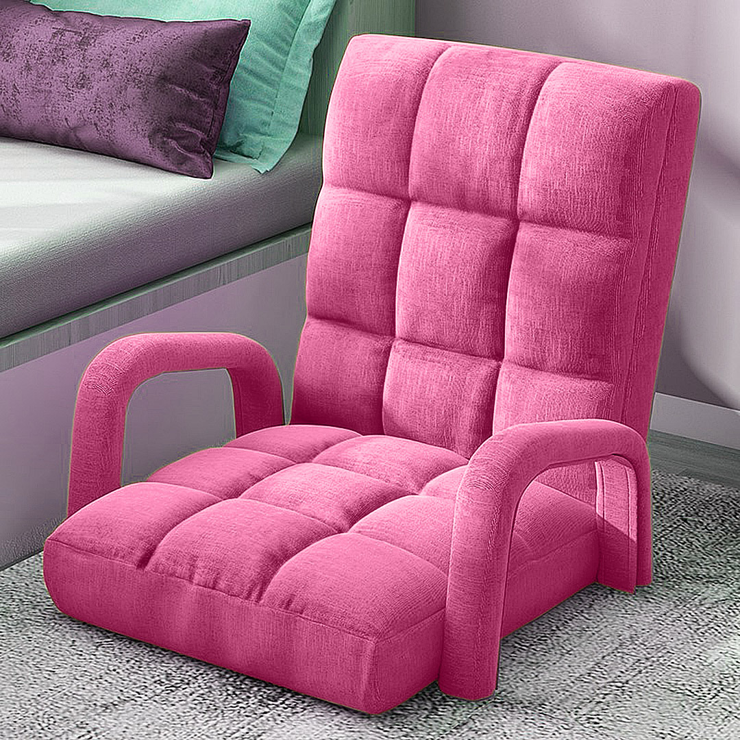 Soga 2X Foldable Lounge Cushion Adjustable Floor Lazy Recliner Chair With Armrest Pink, Furniture, Living Room Furniture, Occasional Chairs, , ,  - Nz Depot 7