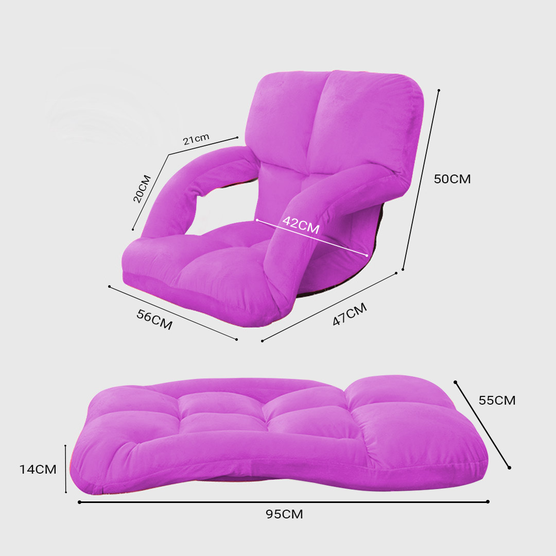 Soga 2X Foldable Lounge Cushion Adjustable Floor Lazy Recliner Chair With Armrest Purple, Furniture, Living Room Furniture, Occasional Chairs, , ,  - Nz Depot 2