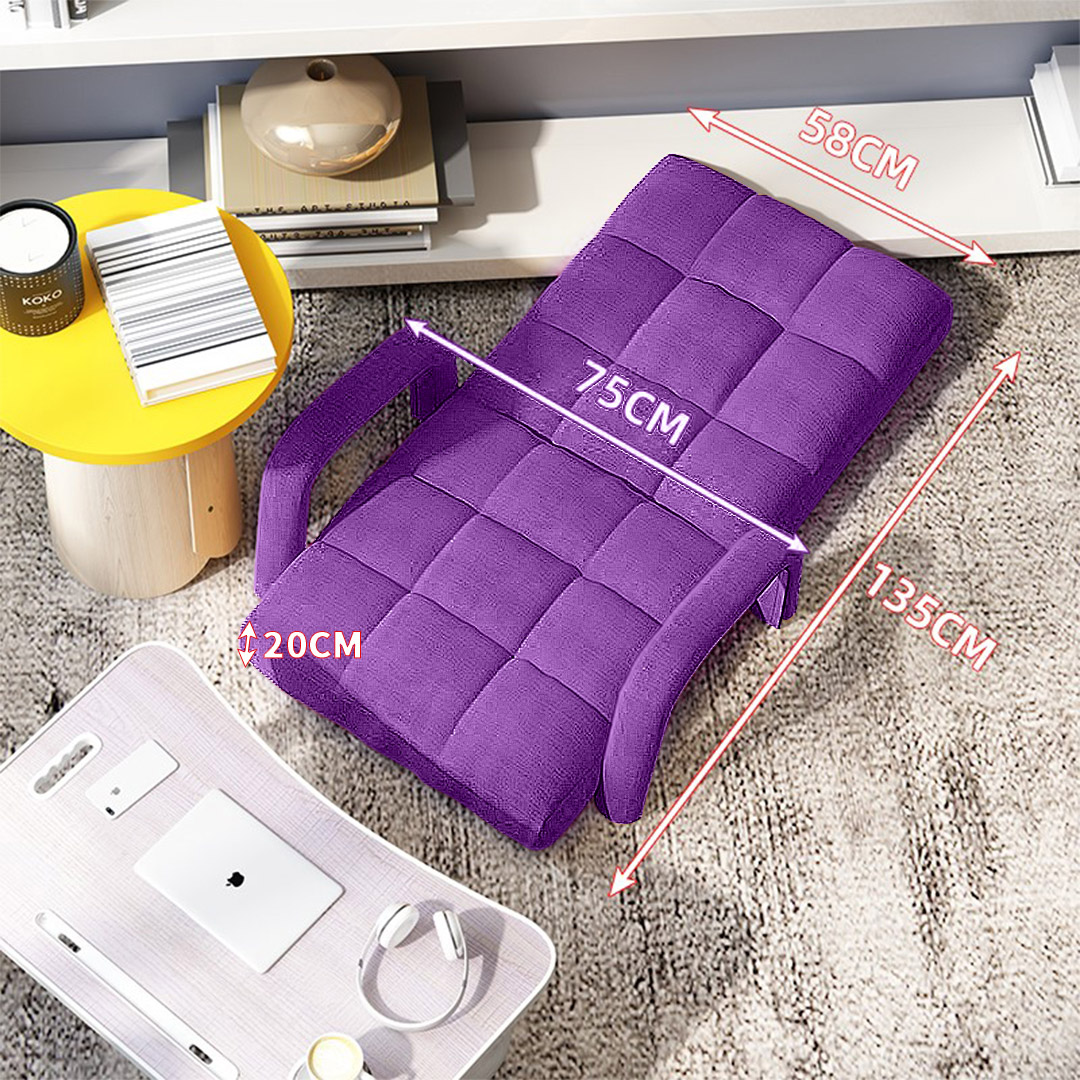 Soga 2X Foldable Lounge Cushion Adjustable Floor Lazy Recliner Chair With Armrest Purple, Furniture, Living Room Furniture, Occasional Chairs, , ,  - Nz Depot 2