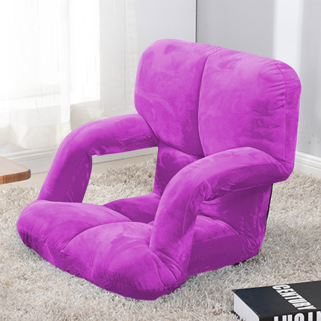 Soga 2X Foldable Lounge Cushion Adjustable Floor Lazy Recliner Chair With Armrest Purple, Furniture, Living Room Furniture, Occasional Chairs, , ,  - Nz Depot 3