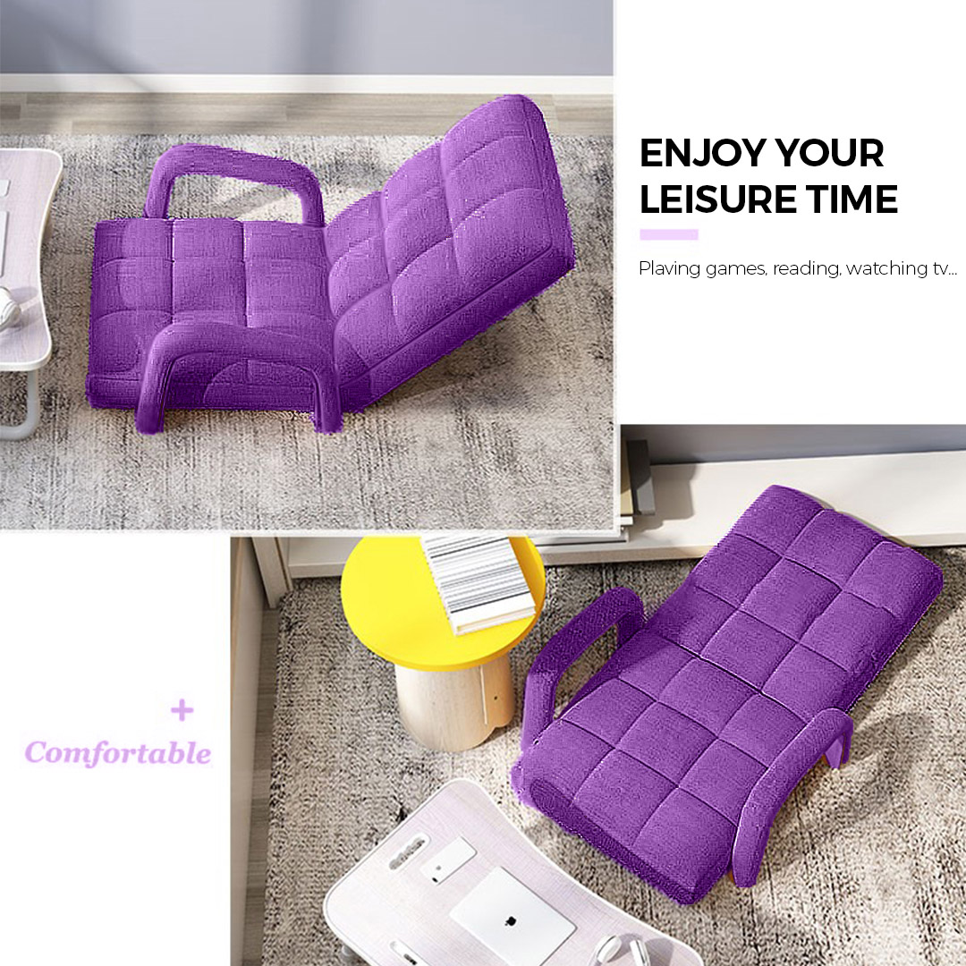 Soga 2X Foldable Lounge Cushion Adjustable Floor Lazy Recliner Chair With Armrest Purple, Furniture, Living Room Furniture, Occasional Chairs, , ,  - Nz Depot 4