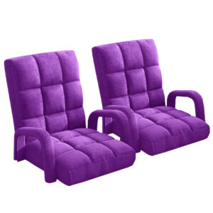 SOGA 2X Foldable Lounge Cushion Adjustable Floor Lazy Recliner Chair with Armrest Purple, Furniture, Living Room Furniture, Occasional Chairs, , ,  - NZ DEPOT 1