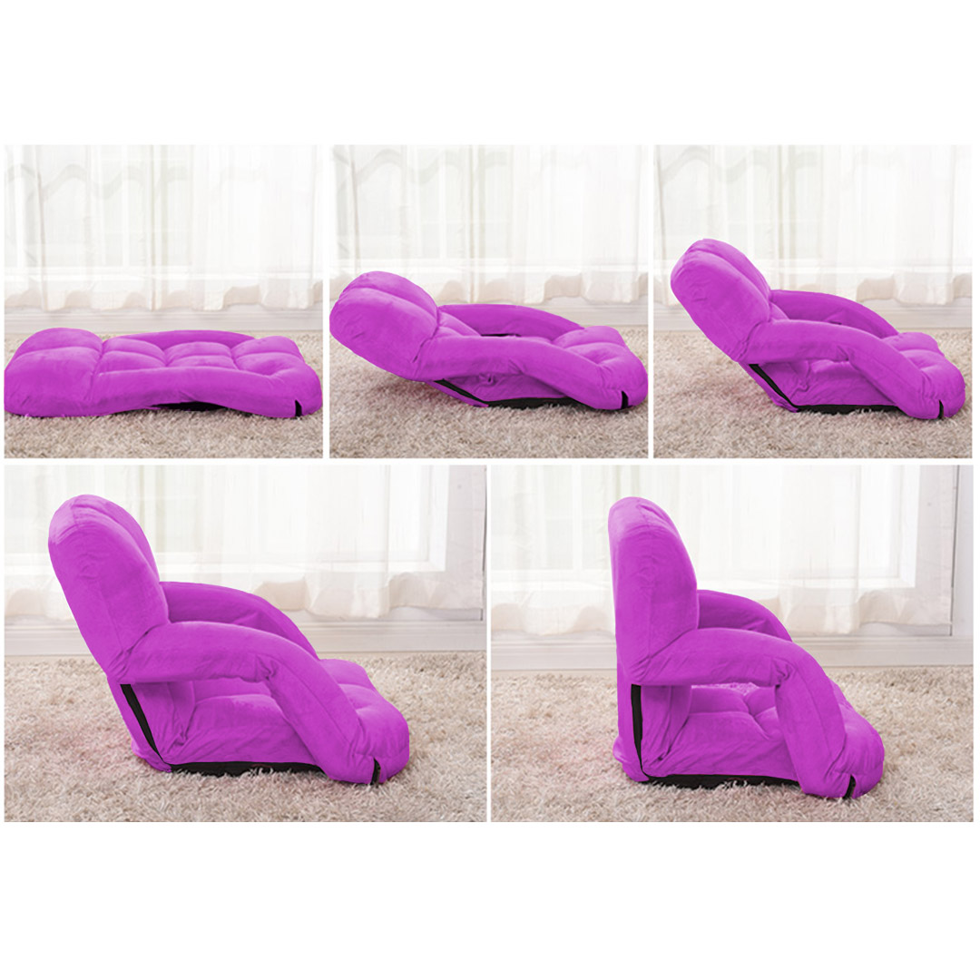 Soga 2X Foldable Lounge Cushion Adjustable Floor Lazy Recliner Chair With Armrest Purple, Furniture, Living Room Furniture, Occasional Chairs, , ,  - Nz Depot 5