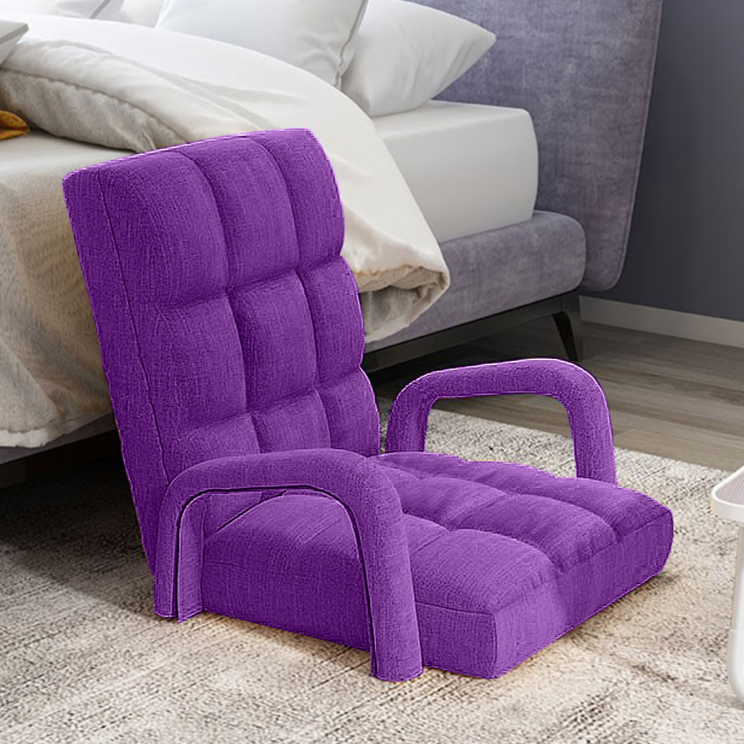 Soga 2X Foldable Lounge Cushion Adjustable Floor Lazy Recliner Chair With Armrest Purple, Furniture, Living Room Furniture, Occasional Chairs, , ,  - Nz Depot 5