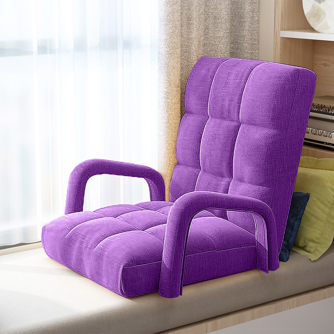 Soga 2X Foldable Lounge Cushion Adjustable Floor Lazy Recliner Chair With Armrest Purple, Furniture, Living Room Furniture, Occasional Chairs, , ,  - Nz Depot 6