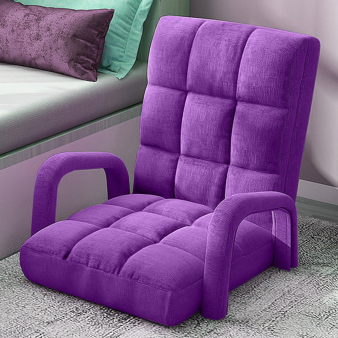 Soga 2X Foldable Lounge Cushion Adjustable Floor Lazy Recliner Chair With Armrest Purple, Furniture, Living Room Furniture, Occasional Chairs, , ,  - Nz Depot 7