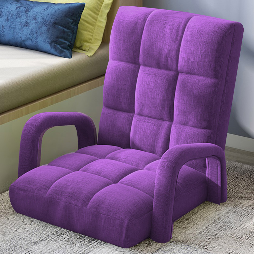 Soga 2X Foldable Lounge Cushion Adjustable Floor Lazy Recliner Chair With Armrest Purple, Furniture, Living Room Furniture, Occasional Chairs, , ,  - Nz Depot 8