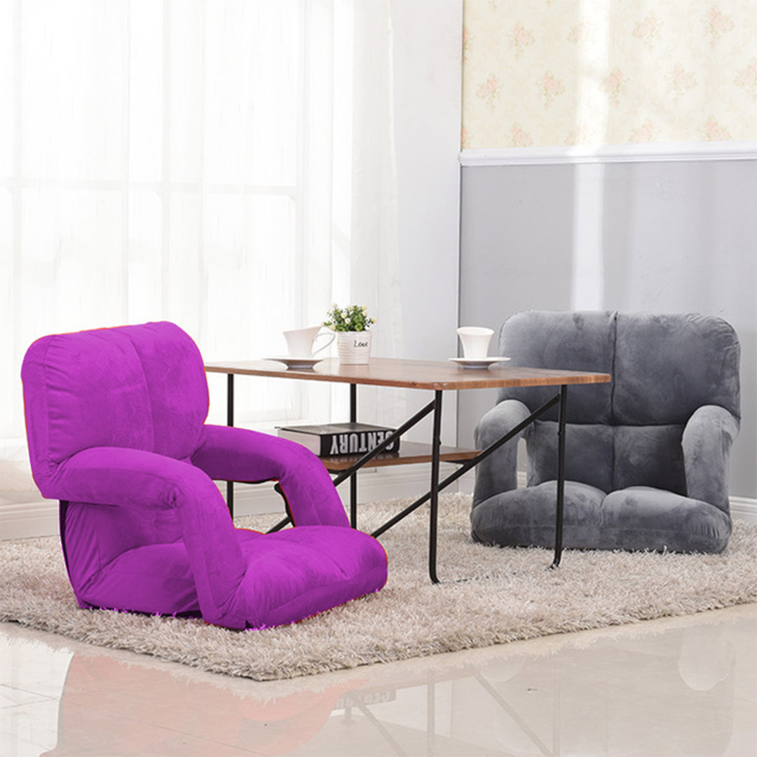 Soga 2X Foldable Lounge Cushion Adjustable Floor Lazy Recliner Chair With Armrest Purple, Furniture, Living Room Furniture, Occasional Chairs, , ,  - Nz Depot 9