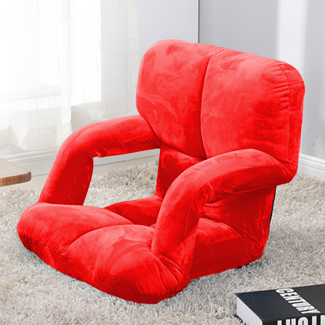 Soga 2X Foldable Lounge Cushion Adjustable Floor Lazy Recliner Chair With Armrest Red, Furniture, Living Room Furniture, Occasional Chairs, , ,  - Nz Depot 3