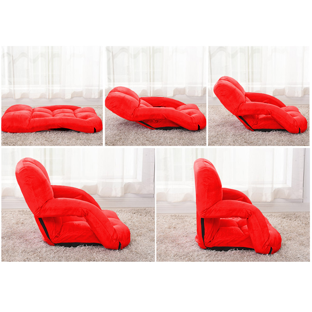 Soga 2X Foldable Lounge Cushion Adjustable Floor Lazy Recliner Chair With Armrest Red, Furniture, Living Room Furniture, Occasional Chairs, , ,  - Nz Depot 5