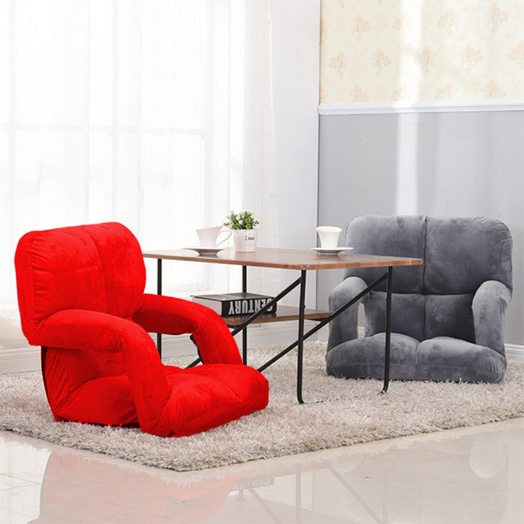 Soga 2X Foldable Lounge Cushion Adjustable Floor Lazy Recliner Chair With Armrest Red, Furniture, Living Room Furniture, Occasional Chairs, , ,  - Nz Depot 8