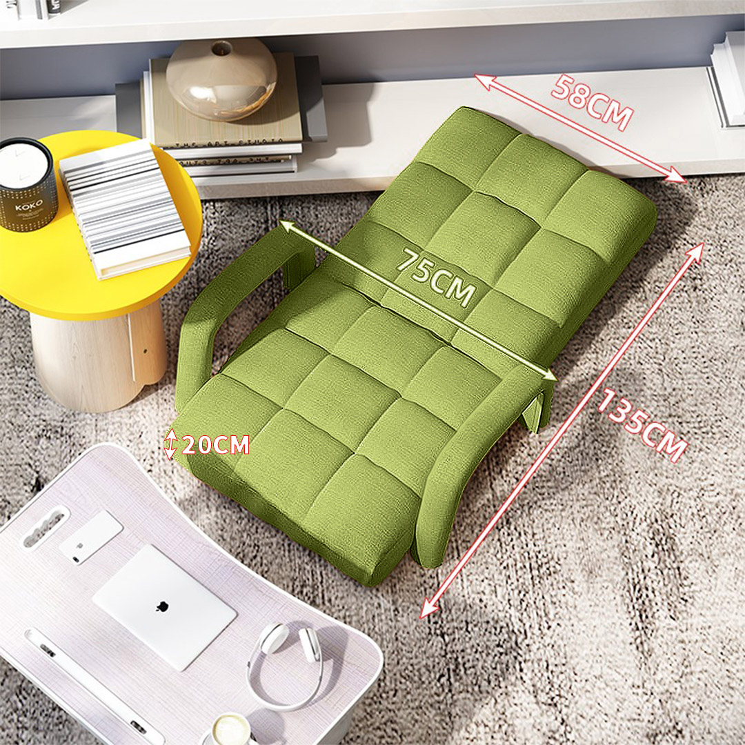 Soga 2X Foldable Lounge Cushion Adjustable Floor Lazy Recliner Chair With Armrest Yellow Green, Furniture, Living Room Furniture, Occasional Chairs, , ,  - Nz Depot 2