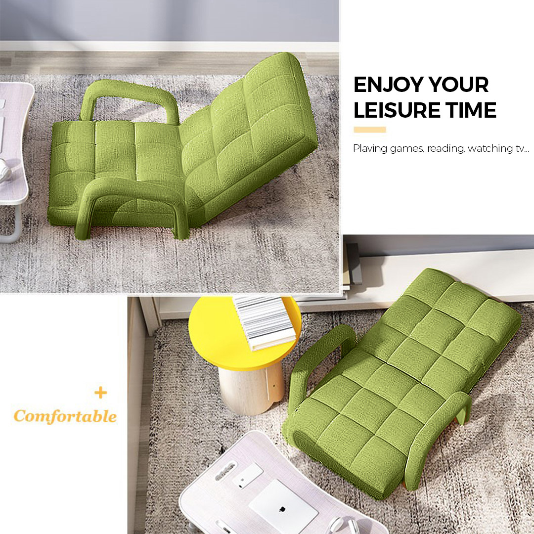 Soga 2X Foldable Lounge Cushion Adjustable Floor Lazy Recliner Chair With Armrest Yellow Green, Furniture, Living Room Furniture, Occasional Chairs, , ,  - Nz Depot 4