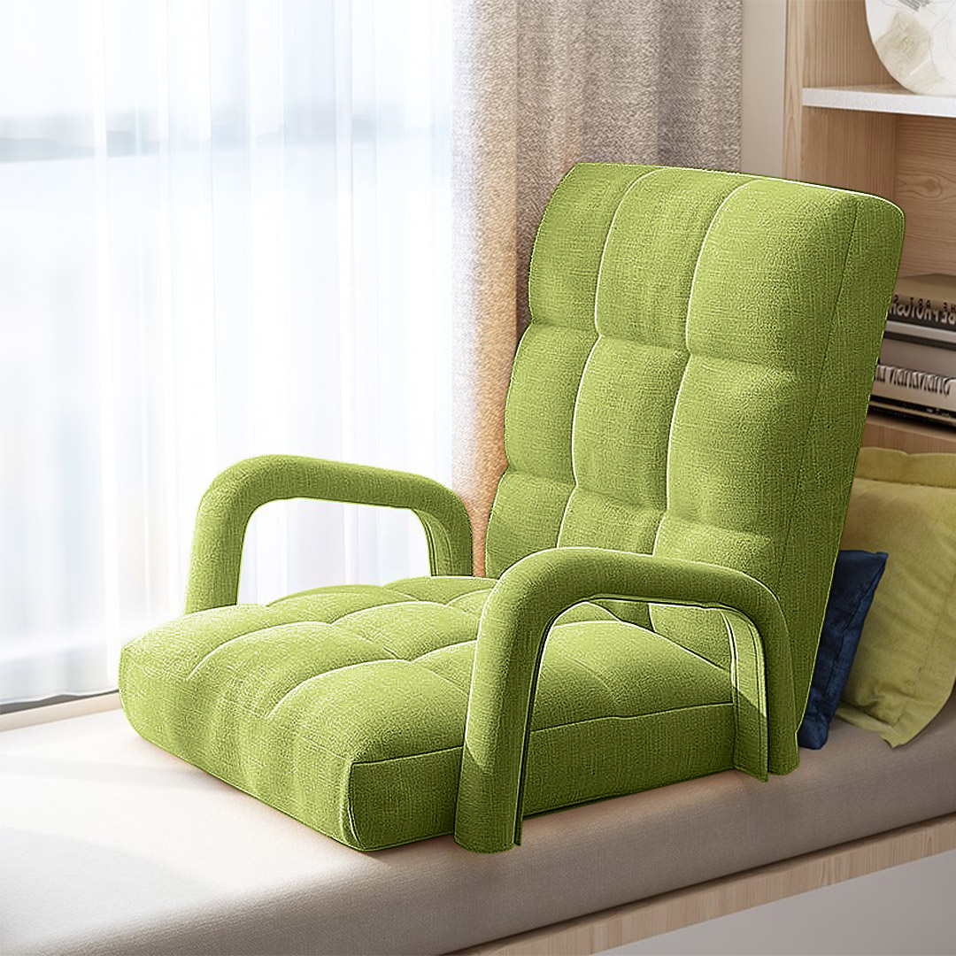 Soga 2X Foldable Lounge Cushion Adjustable Floor Lazy Recliner Chair With Armrest Yellow Green, Furniture, Living Room Furniture, Occasional Chairs, , ,  - Nz Depot 6