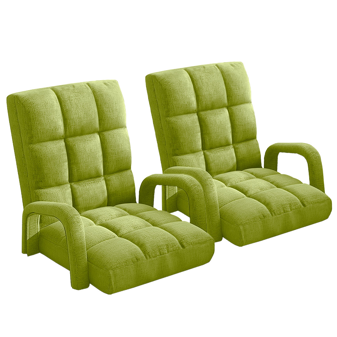 Soga 2X Foldable Lounge Cushion Adjustable Floor Lazy Recliner Chair With Armrest Yellow Green, Furniture, Living Room Furniture, Occasional Chairs, , ,  - Nz Depot 1