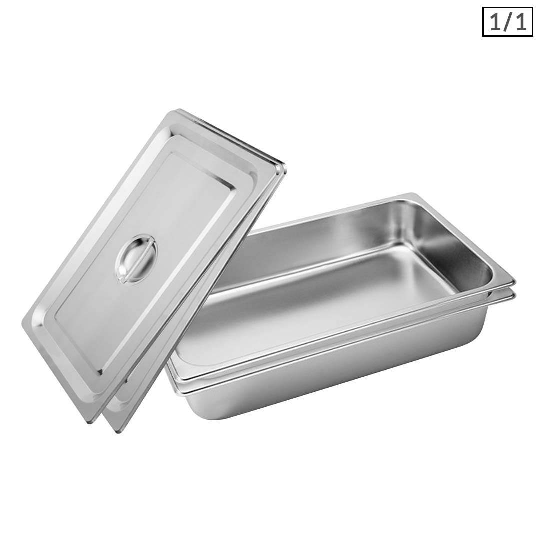 Soga 2X Gastronorm Gn Pan Full Size 1/1 Gn Pan 10Cm Deep Stainless Steel Tray With Lid, Home &Amp; Living, Kitchen &Amp; Dining, Bakeware, Baking Trays, ,  - Nz Depot 1