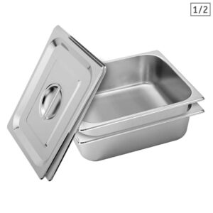 SOGA 2X Gastronorm GN Pan Full Size 1/2 GN Pan 10cm Deep Stainless Steel Tray With Lid, Home & Living, Kitchen & Dining, Bakeware, Baking Trays, ,  - NZ DEPOT 1