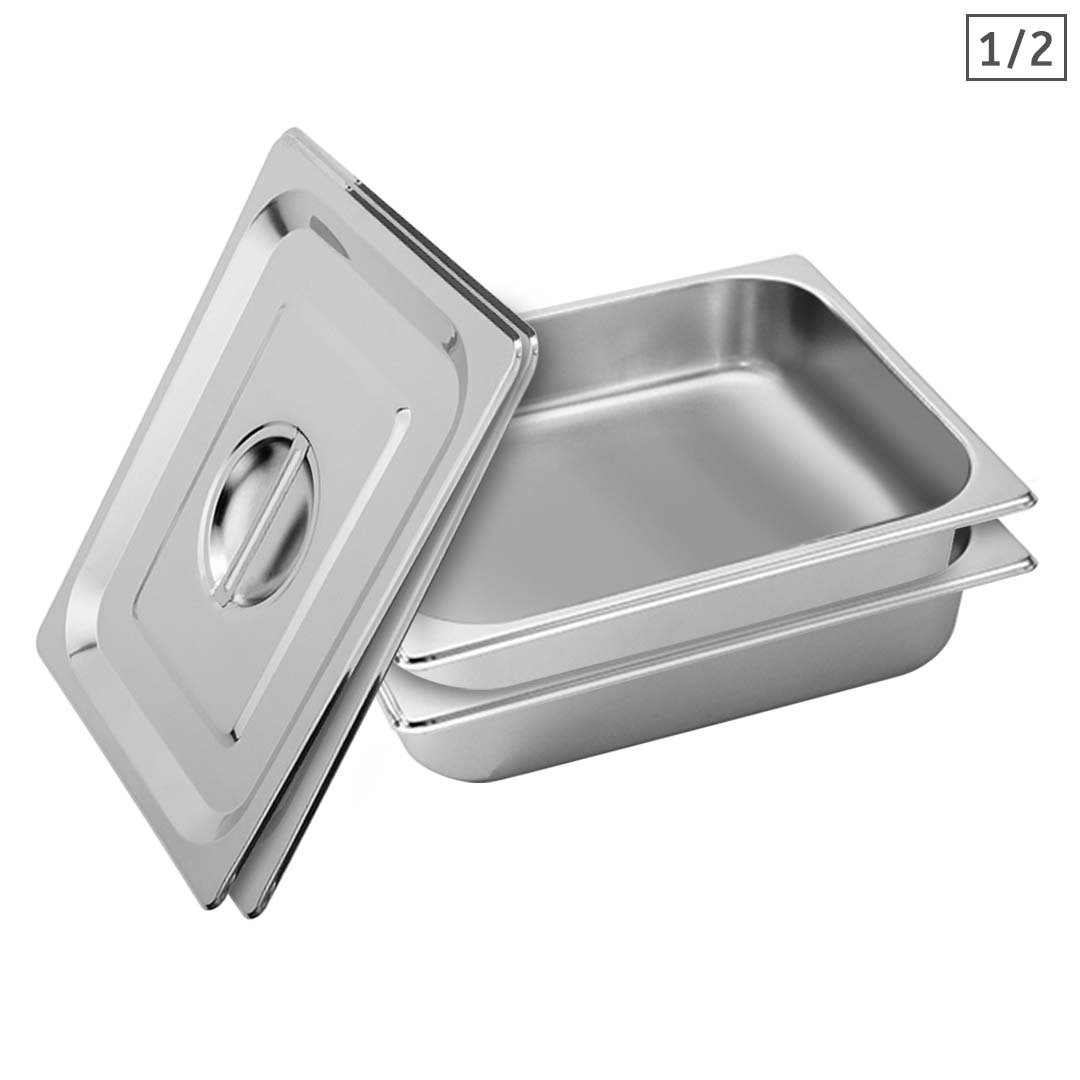 Soga 2X Gastronorm Gn Pan Full Size 1/2 Gn Pan 6.5Cm Deep Stainless Steel Tray With Lid, Home &Amp; Living, Kitchen &Amp; Dining, Bakeware, Baking Trays, ,  - Nz Depot 1