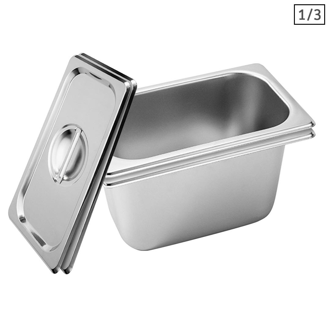 Soga 2X Gastronorm Gn Pan Full Size 1/3 Gn Pan 15Cm Deep Stainless Steel Tray With Lid, Home &Amp; Living, Kitchen &Amp; Dining, Bakeware, Baking Trays, ,  - Nz Depot 1