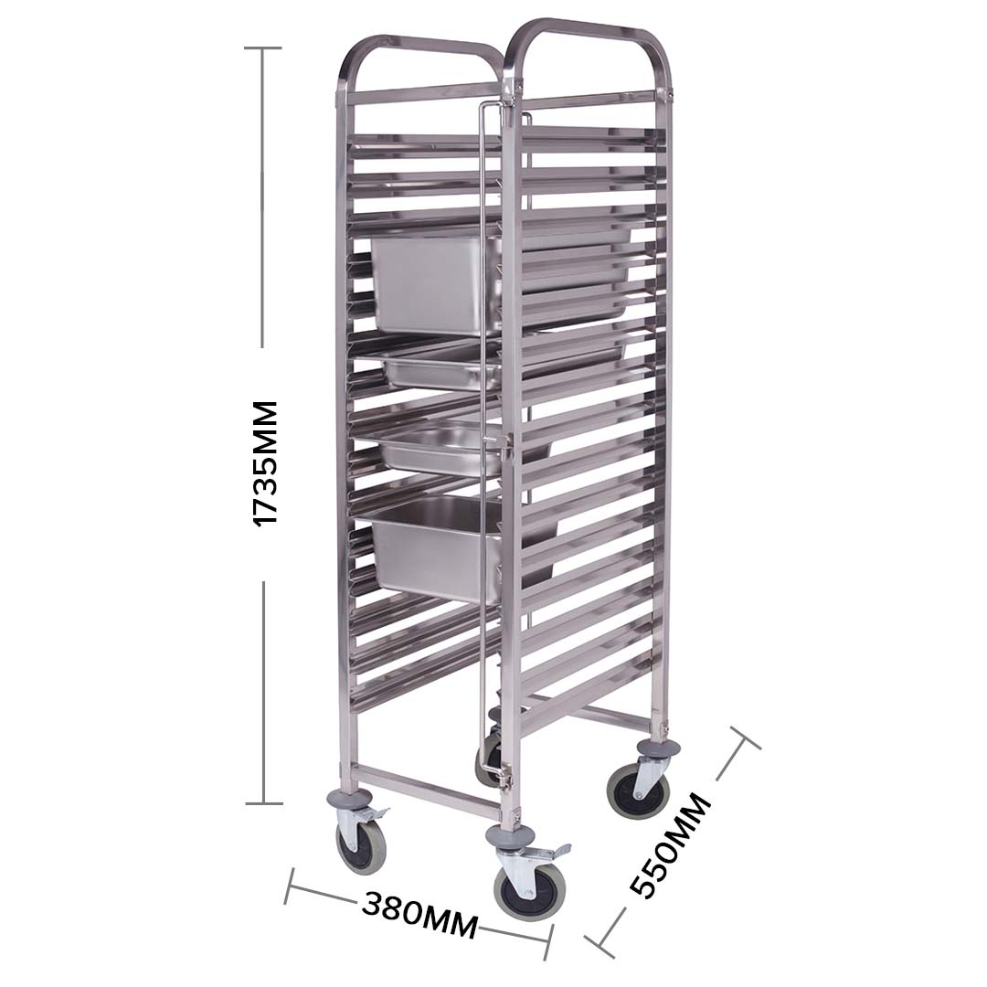 Soga 2X Gastronorm Trolley 15 Tier Stainless Steel Bakery Trolley Suits Gn 1/1 Pans, Business &Amp; Industrial, Food Service, Food Service Carts, , ,  - Nz Depot 2