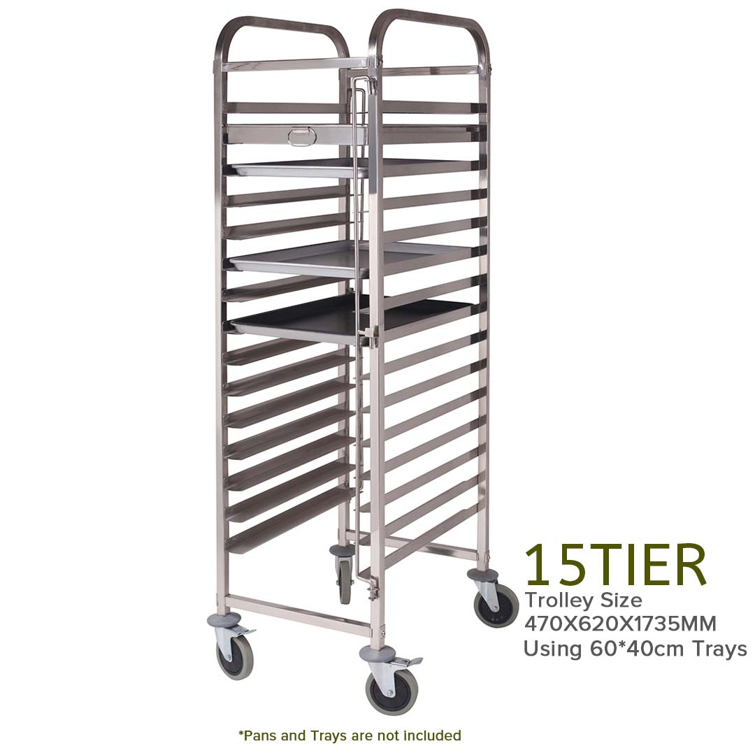 Soga 2X Gastronorm Trolley 15 Tier Stainless Steel Cake Bakery Trolley Suits 60*40Cm Tray, Business &Amp; Industrial, Food Service, Food Service Carts, , ,  - Nz Depot 4