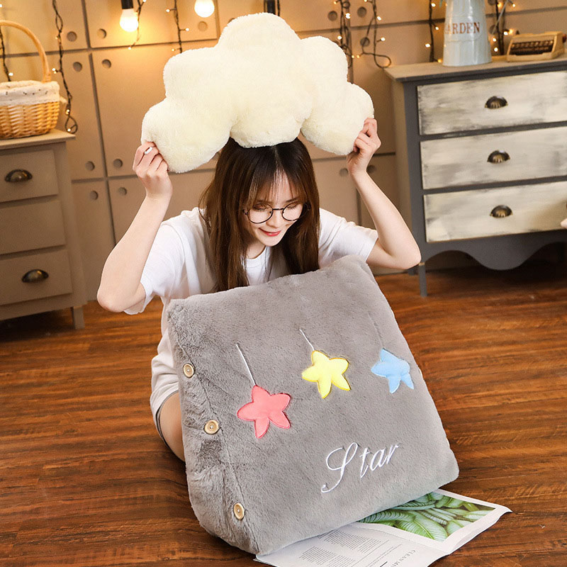 Soga 2X Grey Cute Cloud Cushion Soft Leaning Lumbar Wedge Pillow Bedside Plush Home Decor, Furniture, Living Room Furniture, Occasional Chairs, , ,  - Nz Depot 3