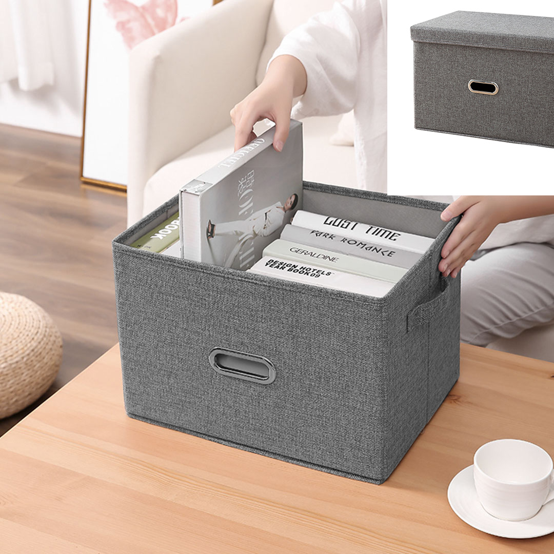 Soga 2X Grey Large Foldable Canvas Storage Box Cube Clothes Basket Organiser Home Decorative Box, Furniture, Storage &Amp; Shelving, Home Storage, , ,  - Nz Depot 2