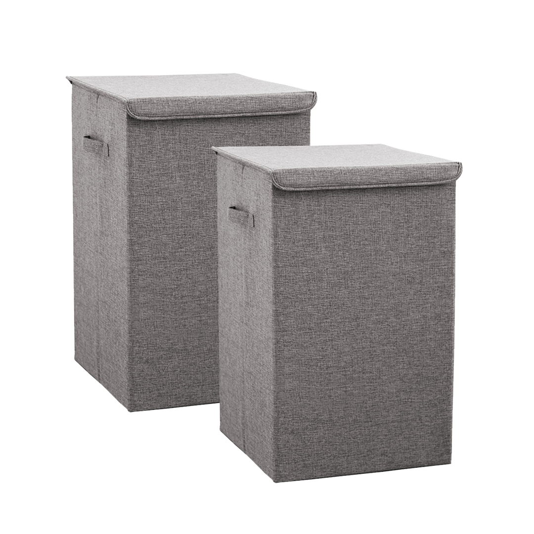 SOGA 2X Grey Medium Collapsible Laundry Hamper Storage Box Foldable Canvas Basket Home Organiser Decor, Furniture, Storage & Shelving, Home Storage, , ,  - NZ DEPOT 1