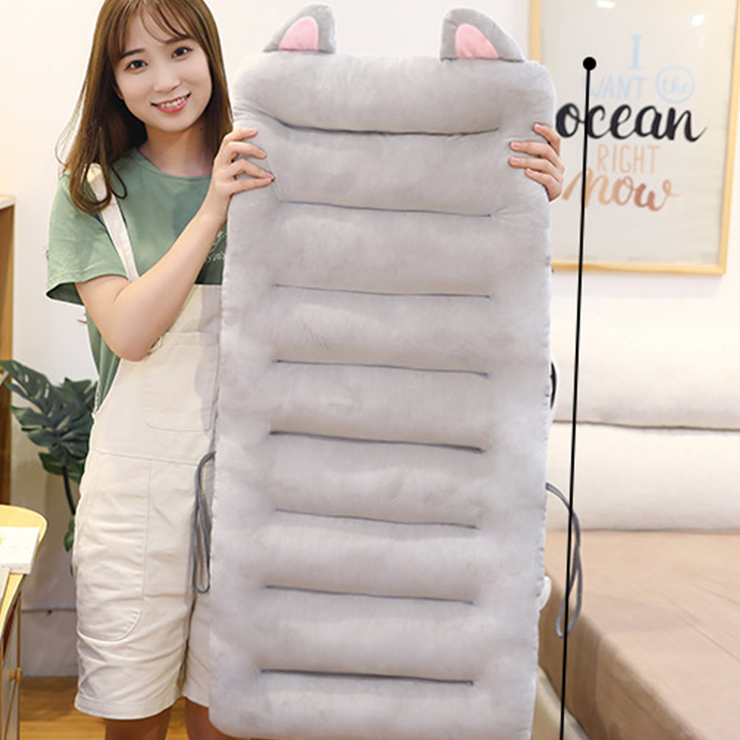 SOGA 2X Grey One Piece Siamese Cushion Office Sedentary Butt Mat Back Waist Chair Support Home Decor With Cat Ears NZ DEPOT 8