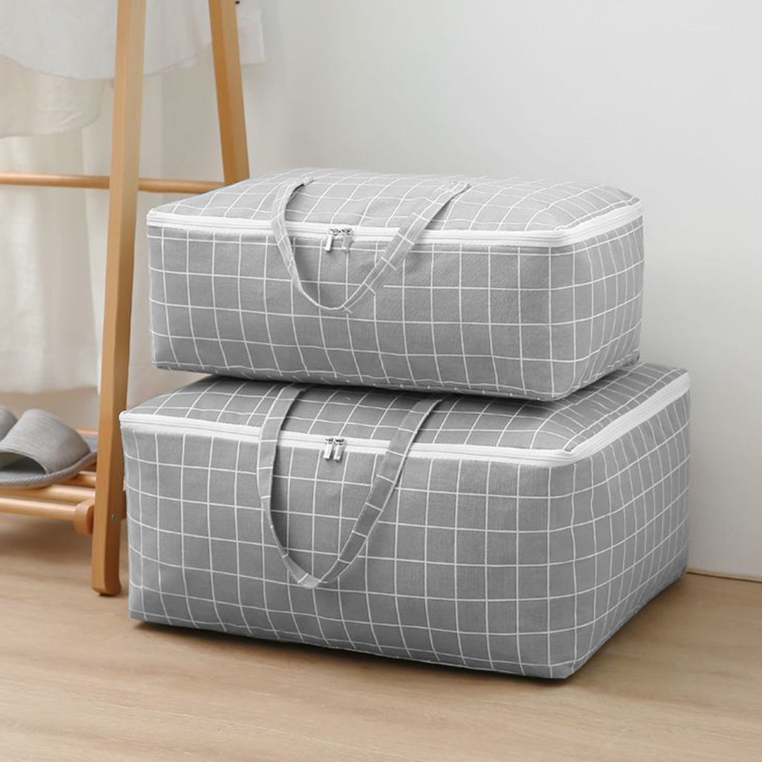 Soga 2X Grey Plaid Large Storage Luggage Bag Double Zipper Foldable Travel Organiser Essentials, Furniture, Storage &Amp; Shelving, Home Storage, , ,  - Nz Depot 7