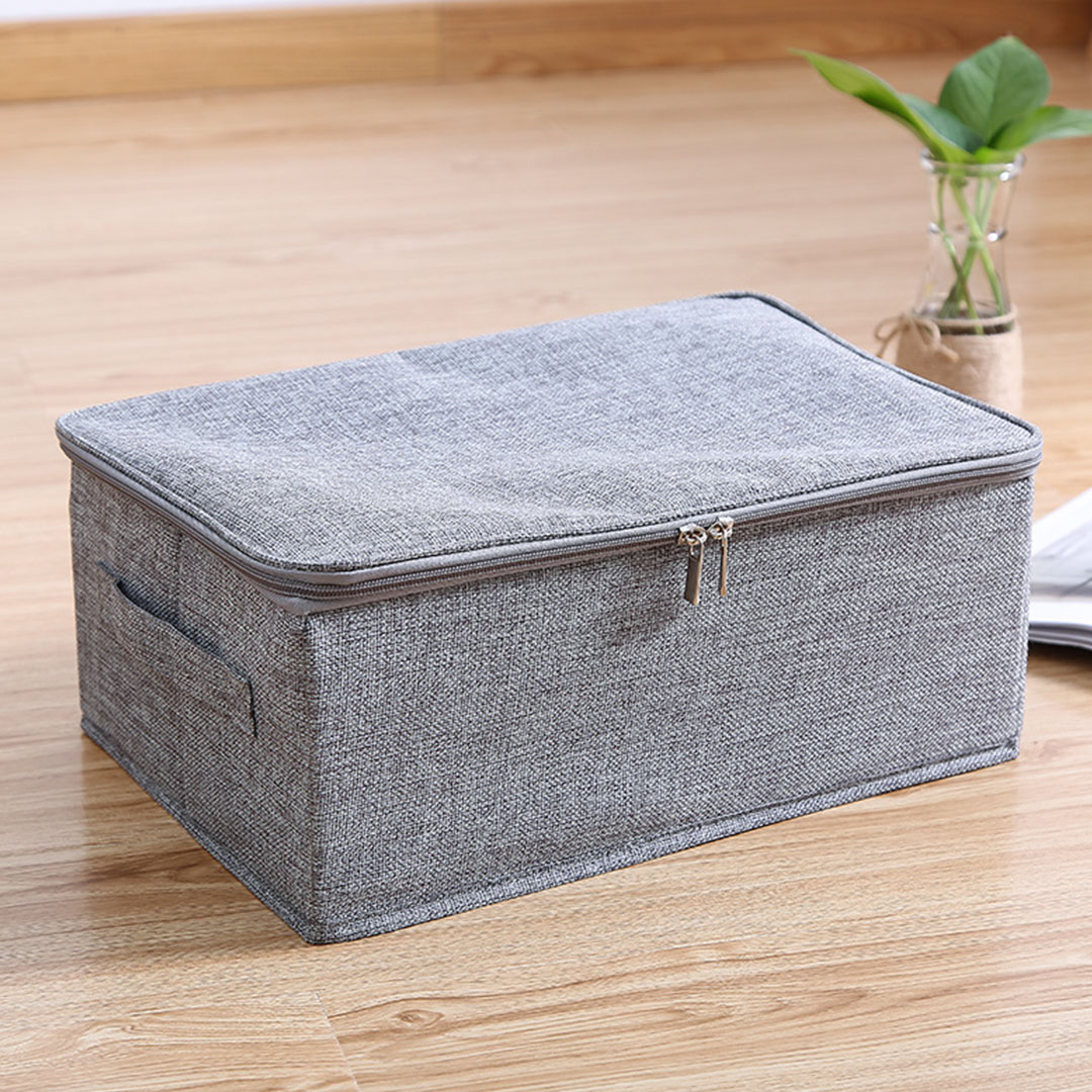 SOGA 2X Grey Small Portable Double Zipper Storage Box Moisture Proof Clothes Basket Foldable Home Organiser, Furniture, Storage & Shelving, Home Storage, , ,  - NZ DEPOT 2