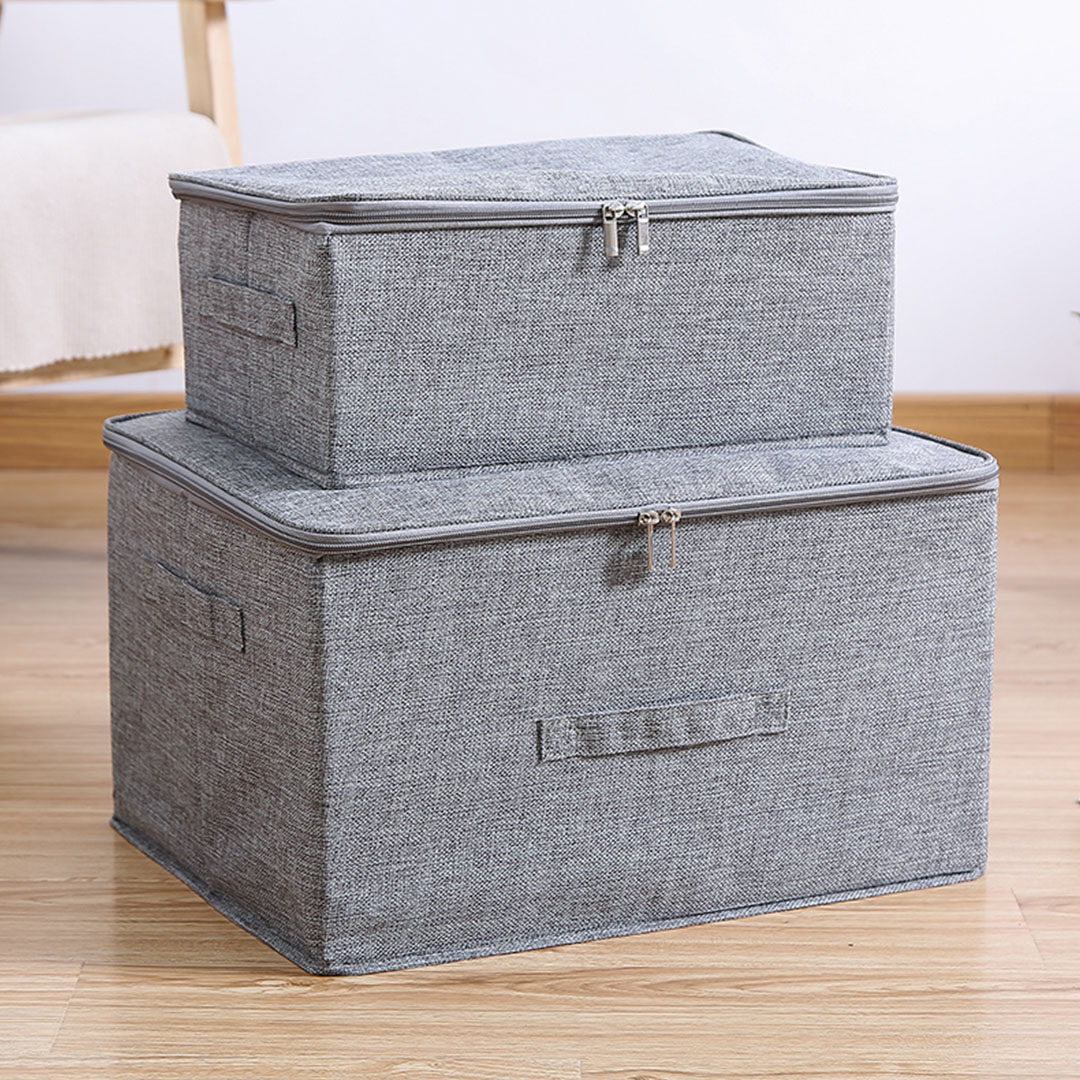 SOGA 2X Grey Small Portable Double Zipper Storage Box Moisture Proof Clothes Basket Foldable Home Organiser, Furniture, Storage & Shelving, Home Storage, , ,  - NZ DEPOT 5