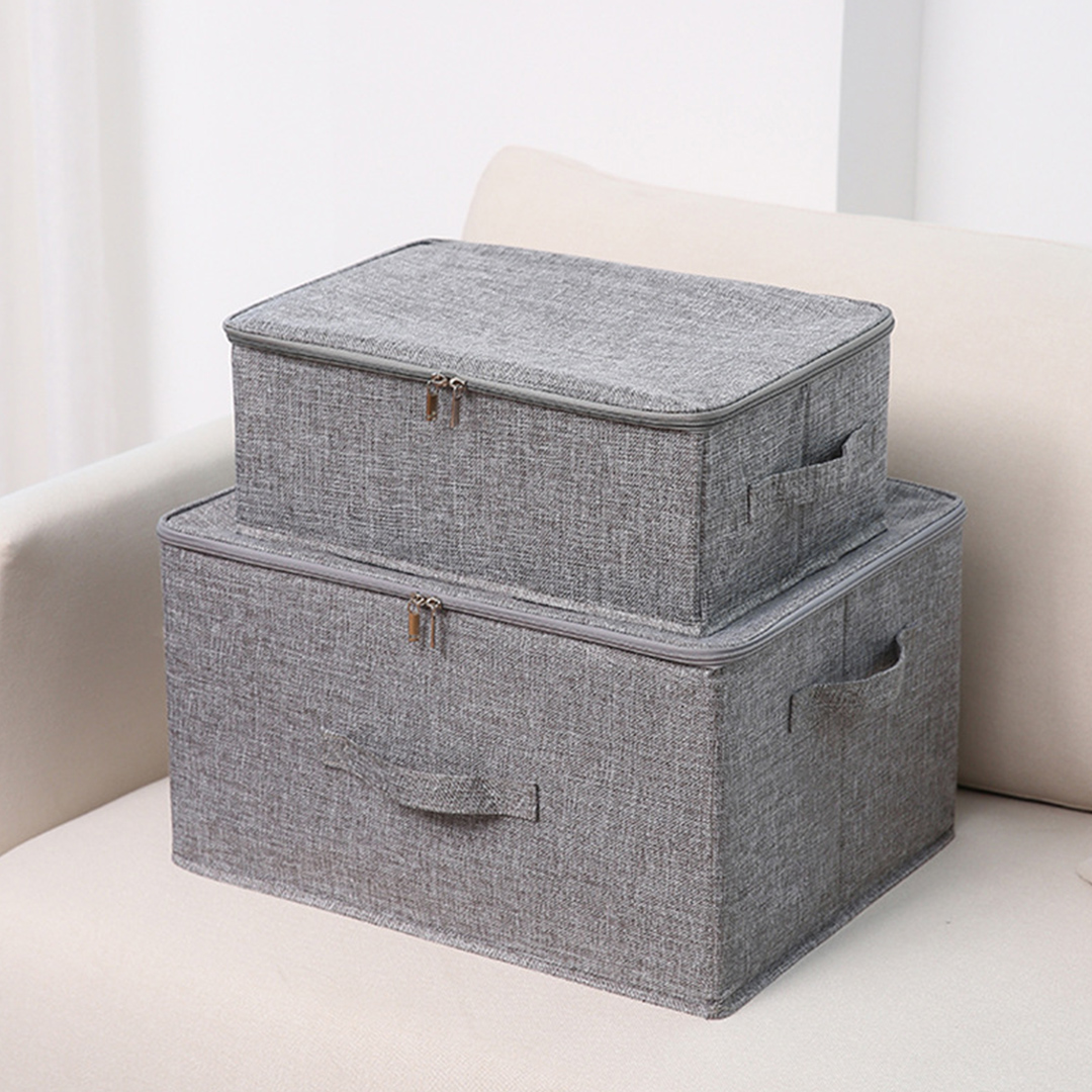 SOGA 2X Grey Small Portable Double Zipper Storage Box Moisture Proof Clothes Basket Foldable Home Organiser, Furniture, Storage & Shelving, Home Storage, , ,  - NZ DEPOT 8