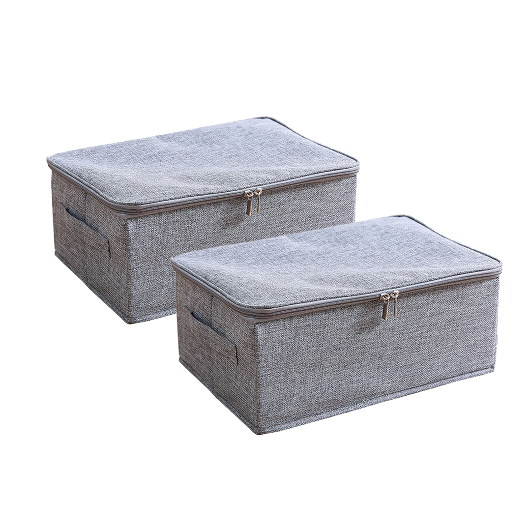 SOGA 2X Grey Small Portable Double Zipper Storage Box Moisture Proof Clothes Basket Foldable Home Organiser, Furniture, Storage & Shelving, Home Storage, , ,  - NZ DEPOT 1