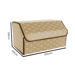 SOGA 2X Leather Car Boot Collapsible Foldable Trunk Cargo Organizer Portable Storage Box Beige/Gold Stitch Large, Garden, Tools & Hardware, Automotive Parts & Accessories, Accessories & Car Care, Interior Accessories, ,  - NZ DEPOT 2