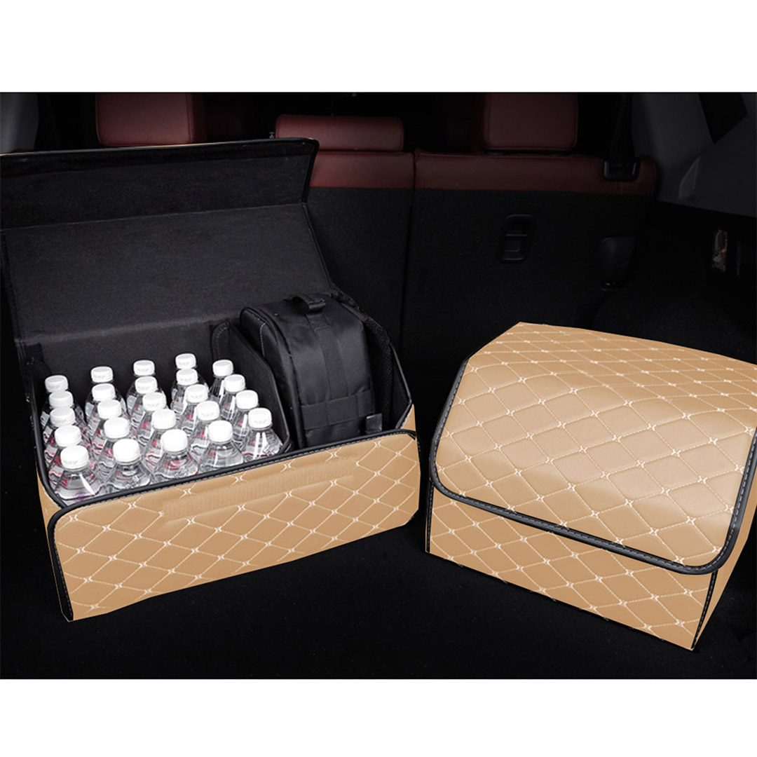 Soga 2X Leather Car Boot Collapsible Foldable Trunk Cargo Organizer Portable Storage Box Beige/Gold Stitch Large, Garden, Tools &Amp; Hardware, Automotive Parts &Amp; Accessories, Accessories &Amp; Car Care, Interior Accessories, ,  - Nz Depot 4