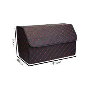 SOGA 2X Leather Car Boot Collapsible Foldable Trunk Cargo Organizer Portable Storage Box Black/Red Stitch Large, Garden, Tools & Hardware, Automotive Parts & Accessories, Accessories & Car Care, Interior Accessories, ,  - NZ DEPOT 2