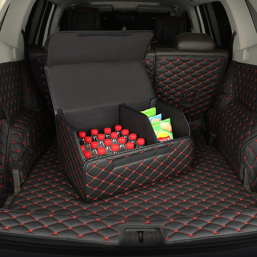 Soga 2X Leather Car Boot Collapsible Foldable Trunk Cargo Organizer Portable Storage Box Black/Red Stitch Medium, Garden, Tools &Amp; Hardware, Automotive Parts &Amp; Accessories, Accessories &Amp; Car Care, Interior Accessories, ,  - Nz Depot 7